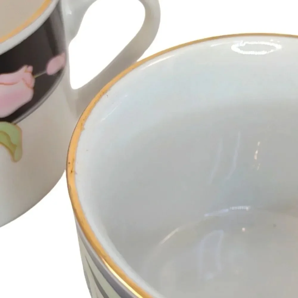 Fine China Porcelain Vanessa by Fairfield 8 Pieces 4 Flat Cups 4 Saucers NIB